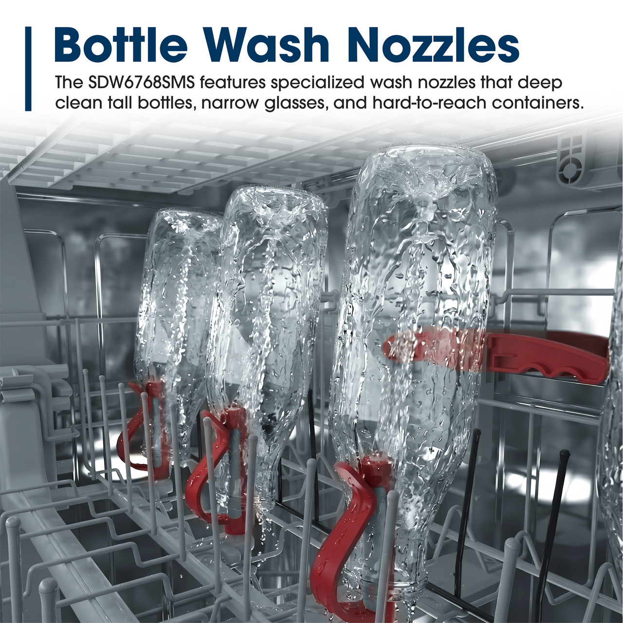 Sharp 24 in. Stainless Steel Dishwasher (SDW6768SMS) Bottle Wash Nozzles Infographic