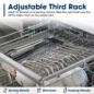 Sharp 24 in. Stainless Steel Dishwasher (SDY6735DNS) Adjustable Third Rack Infographic