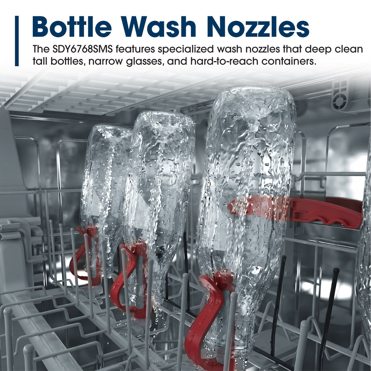 Sharp 24 in. Stainless Steel Dishwasher (SDY6768SMS) Bottle Wash Nozzles Infographic