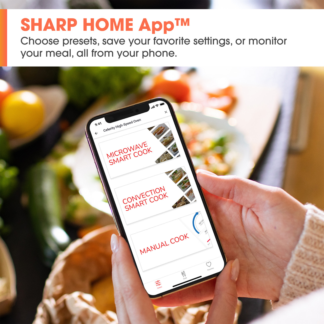 Sharp Celerity™ High-Speed Oven (SWA3099MS) Sharp Home App infographic
