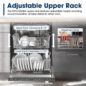 Sharp 24 in. Stainless Steel Dishwasher (SDY6735DNS) Adjustable Upper Rack Infographic
