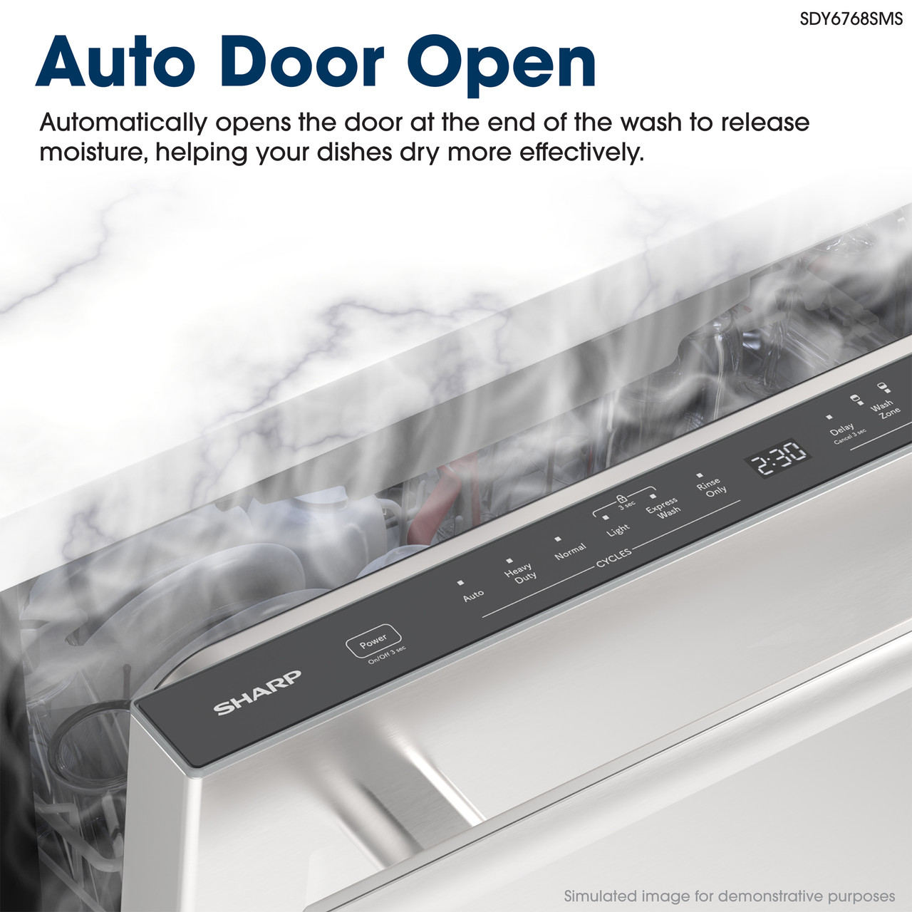 Sharp 24 in. Stainless Steel Dishwasher (SDY6768SMS) Auto Door Open