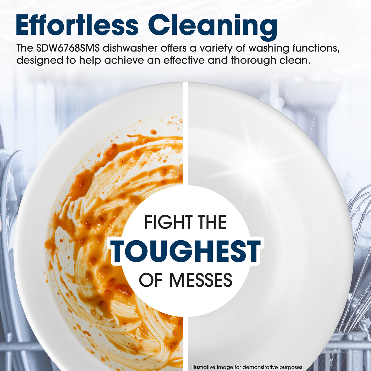 Sharp 24 in. Stainless Steel Dishwasher (SDW6768SMS) Washing Versatility Infographic