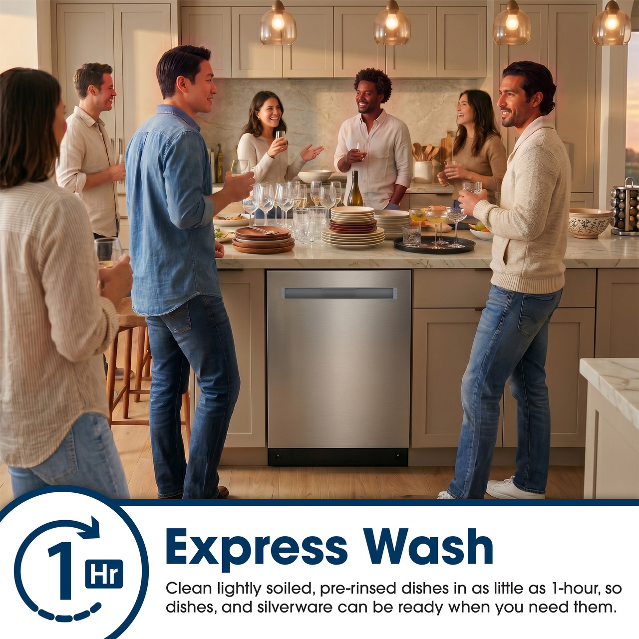 Sharp 24 in. Stainless Steel Dishwasher (SDW6748SNS) Express Wash Infographic
