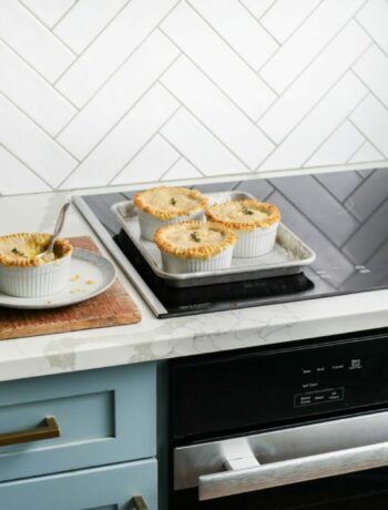 Chicken pot pie on top of Sharp European Convection Oven