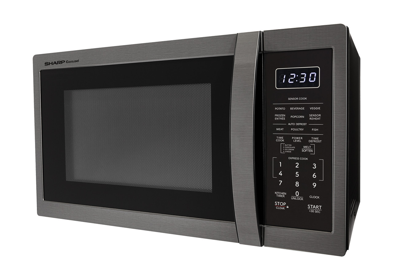 1.4 cu. ft. Black Stainless Steel Carousel Countertop Microwave (SMC1452KH) drama angle