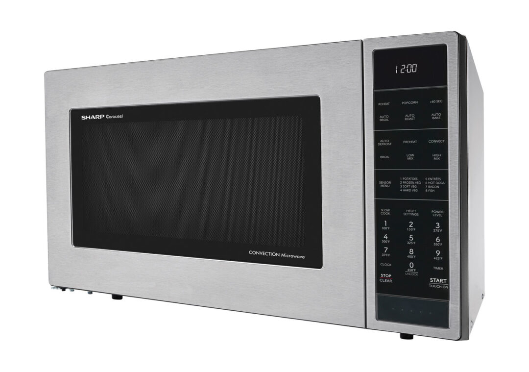 Sharp 1.5 cu. ft. 900W Stainless Steel Countertop Microwave Oven (SMC1585KS) drama angle