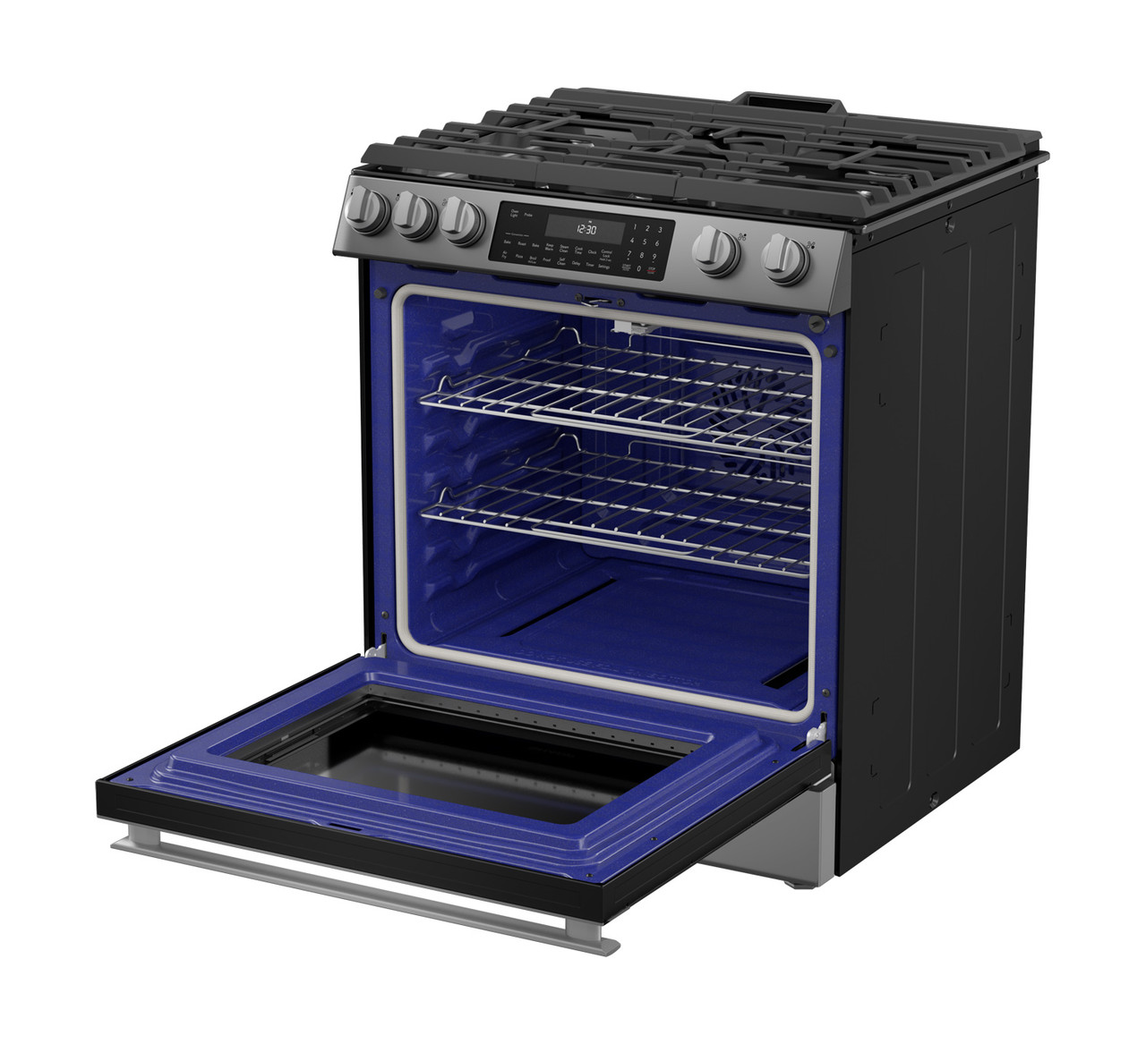 30 in. Gas Convection Slide-In Range with Air Fry (SSG3061JS) left angle open