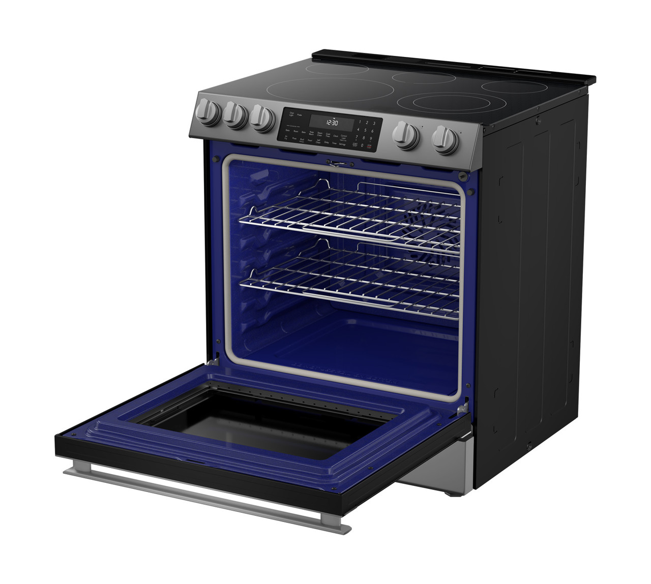30 in. Electric Convection Slide-In Range with Air Fry (SSR3061JS) left angle open