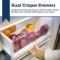 26.5 cu.ft. Counter Depth 36 in. French 3-Door Refrigerator with Internal Water Dispenser in Stainless Steel (SJF2752MS) Dual Crisper Drawer Infographic