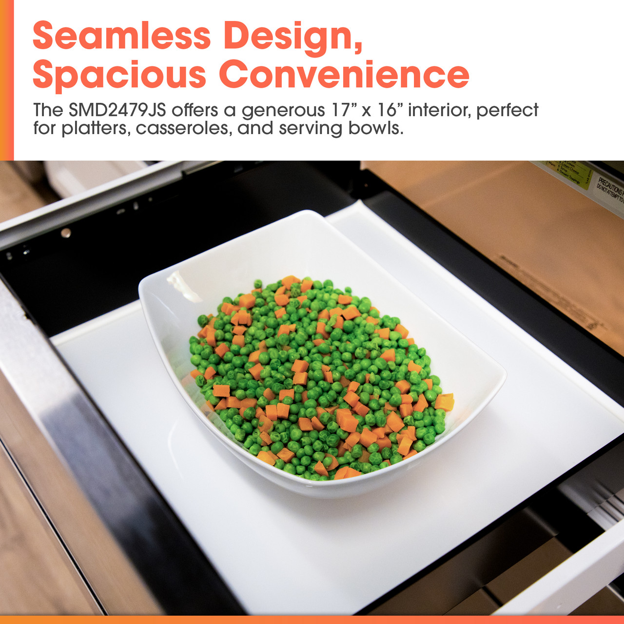 24 in. Smart Microwave Drawer Oven (SMD2479JS) Interior Space Infographic