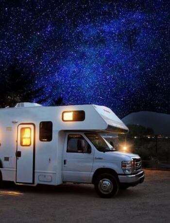 RV outside at night