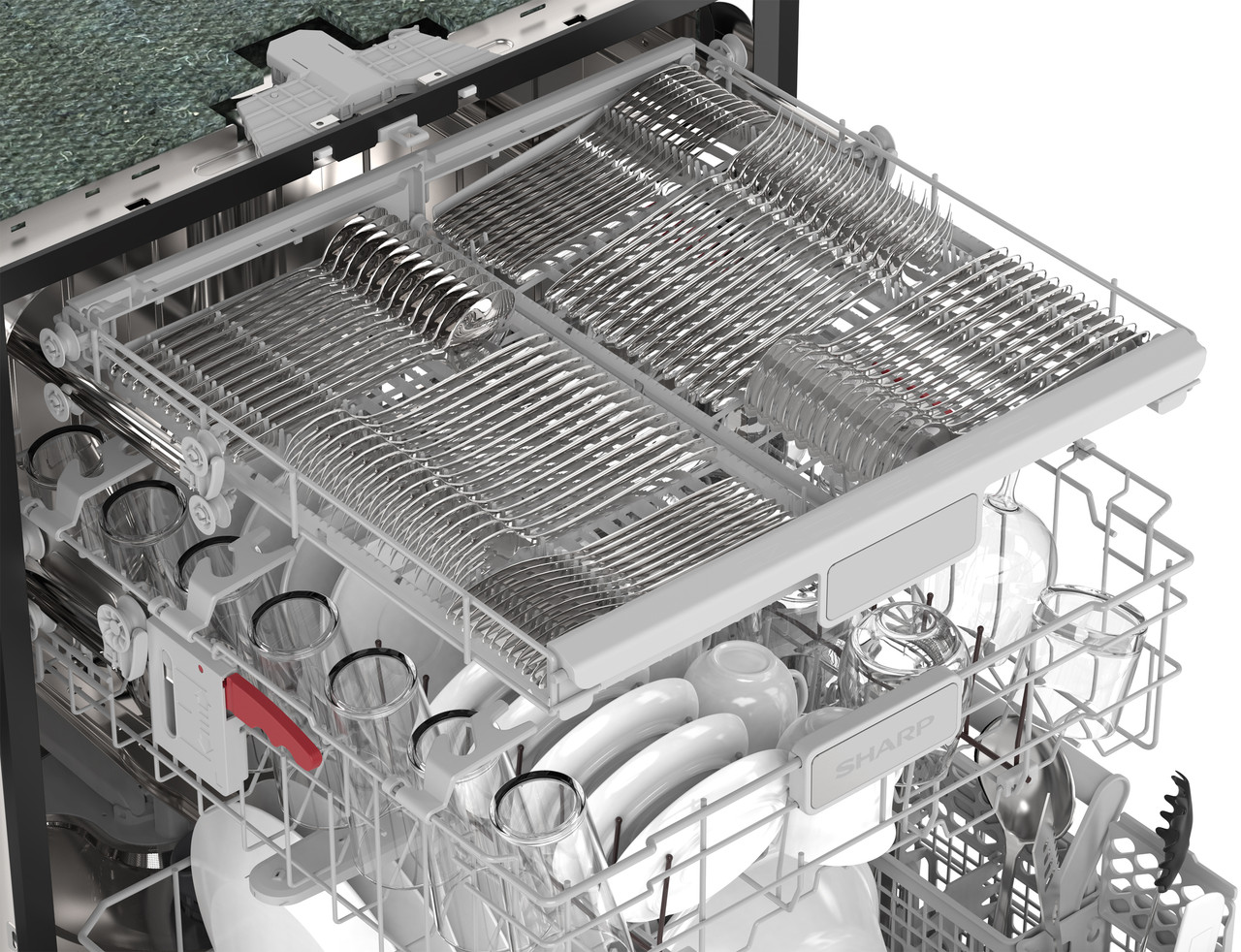 Sharp 24 in. Stainless Steel Dishwasher (SDY6735DNS) Third Rack Filled