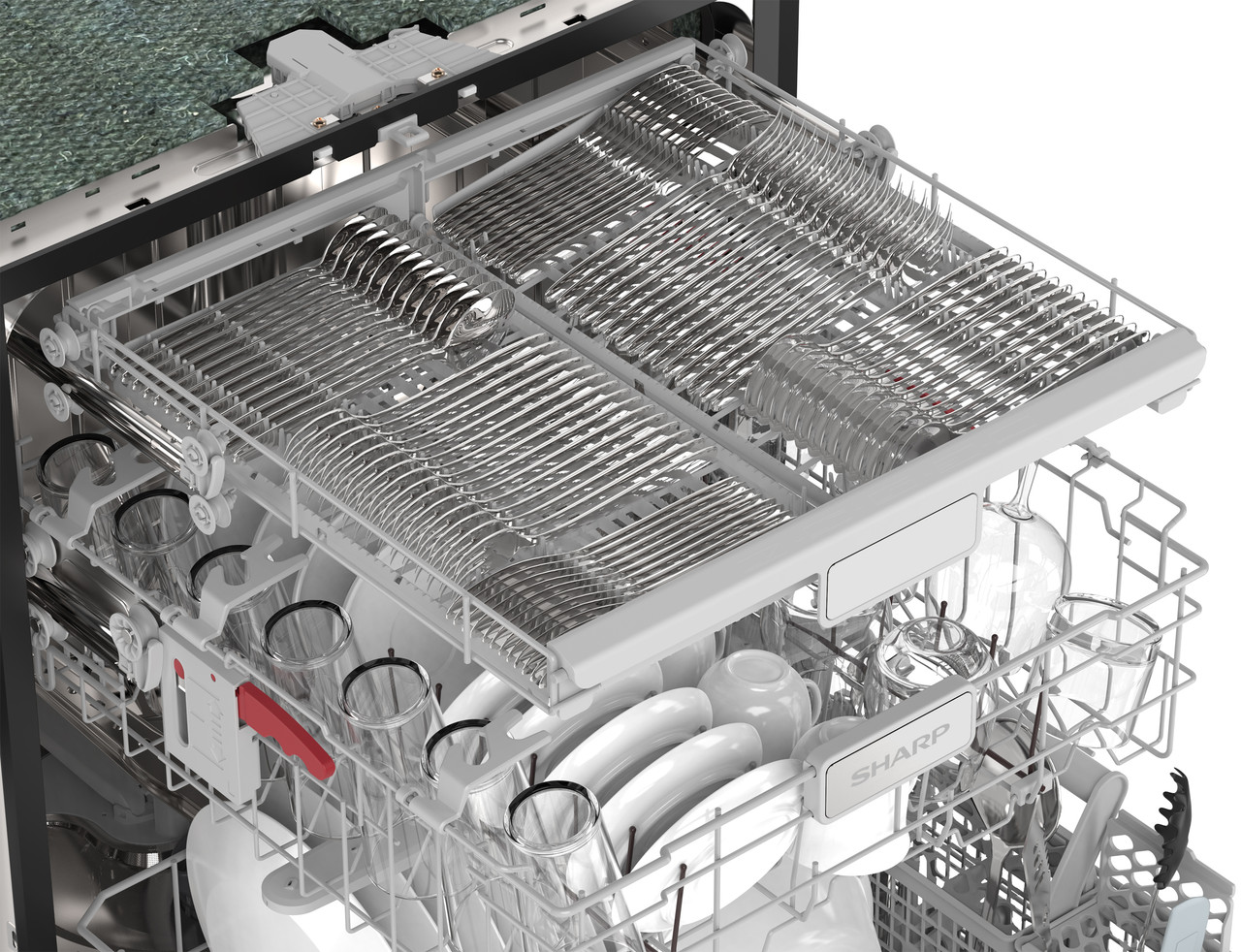 Sharp 24 in. Stainless Steel Dishwasher (SDY6748SNS) Third Rack Filled