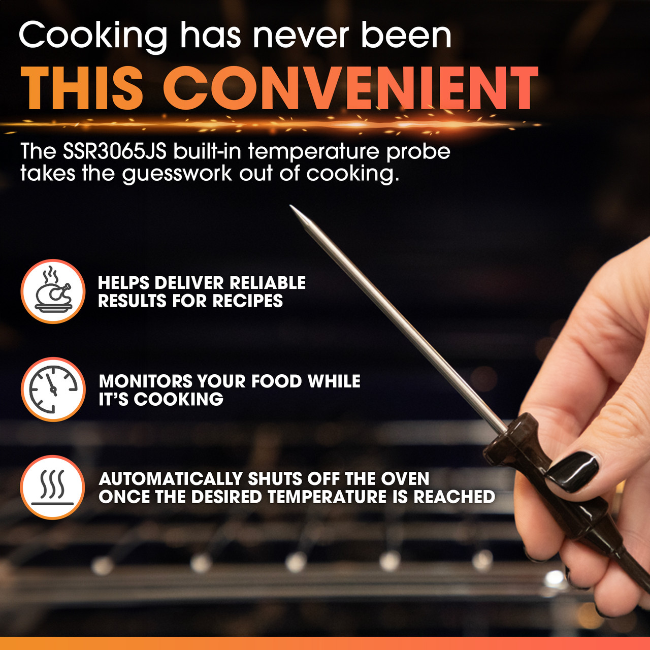 Slide-In Range with Air Fry (SSR3065JS) Temperature Probe Infographic