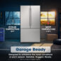 26.5 cu.ft. Counter Depth 36 in. French 3-Door Refrigerator with Internal Water Dispenser in Stainless Steel (SJF2752MS) Garage Ready Infographic