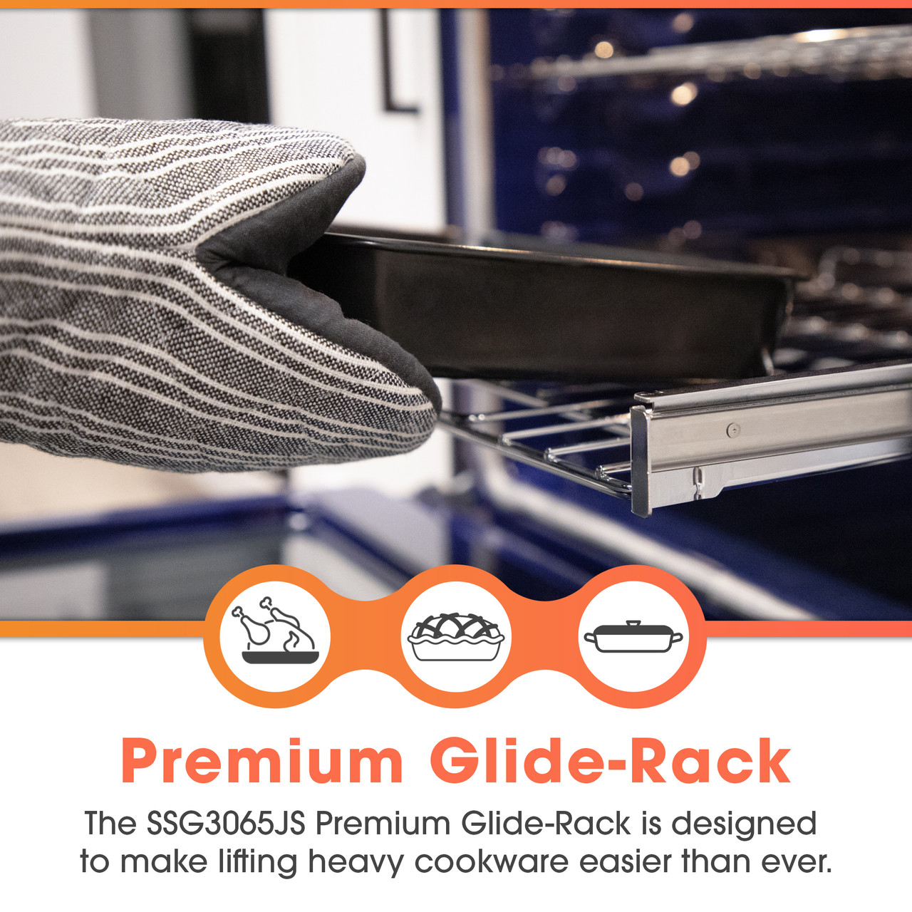 Slide-In Range with Air Fry (SSG3065JS) Glide Rack Infographic