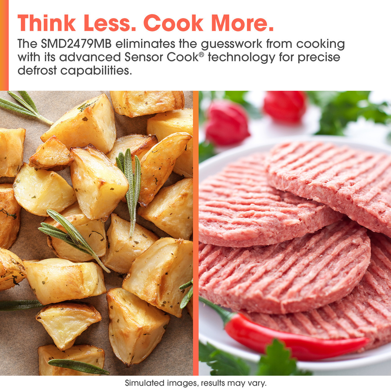 24 in. Smart Microwave Drawer Oven (SMD2479MB) Sensor Cook Infographic