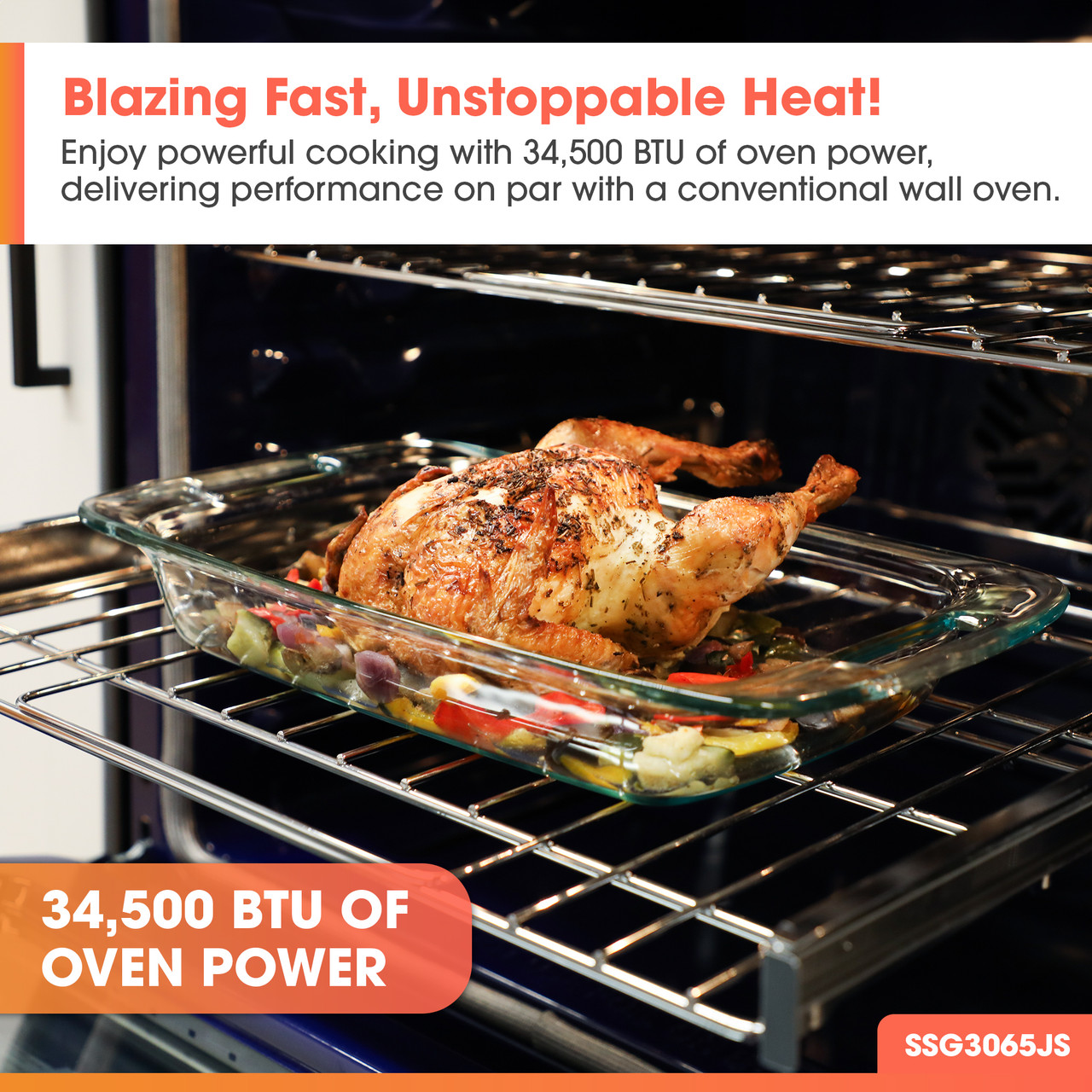 Slide-In Range with Air Fry (SSG3065JS) Oven Power Infographic