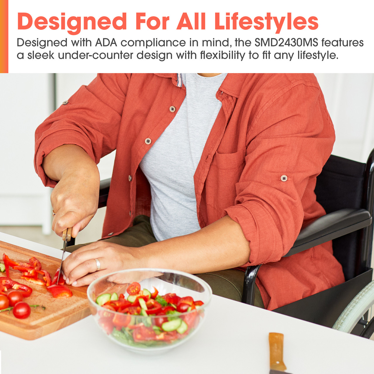 24 in. Built-In Stainless Steel Microwave Drawer Oven (SMD2430MS) ADA compliant infographic