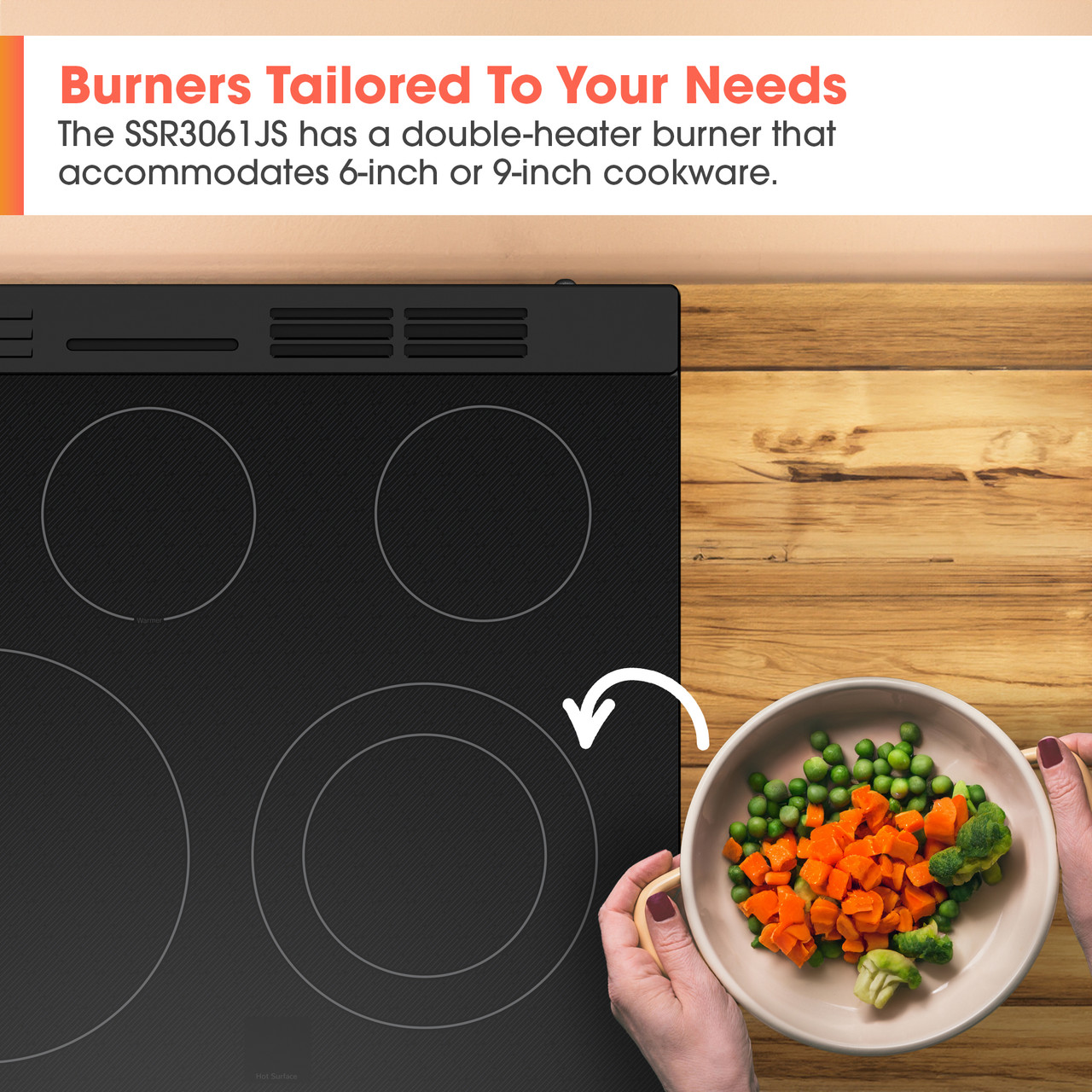 Slide-In Range with Air Fry (SSR3061JS) Double Burner Infographic