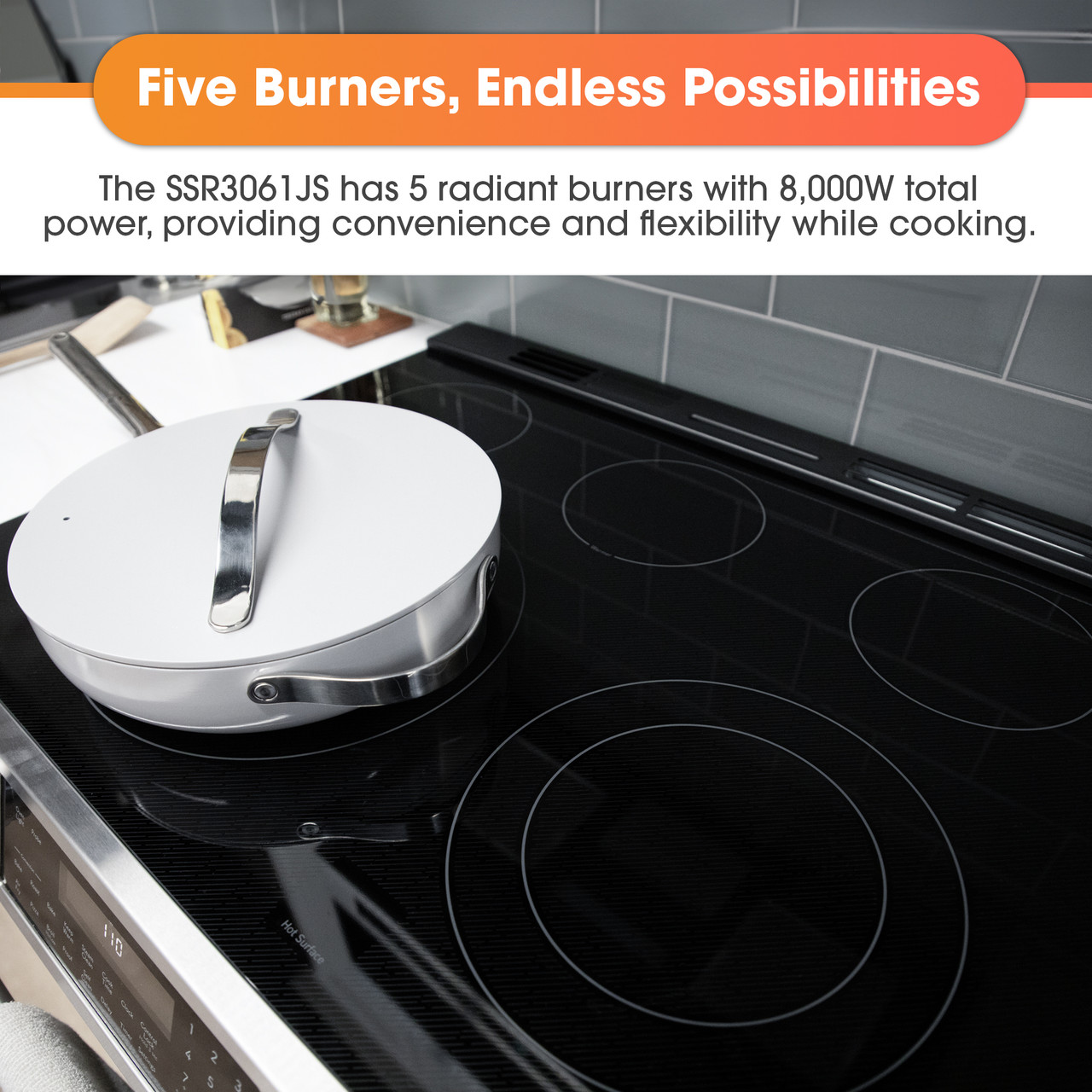 Slide-In Range with Air Fry (SSR3061JS) Five Burners Infographic
