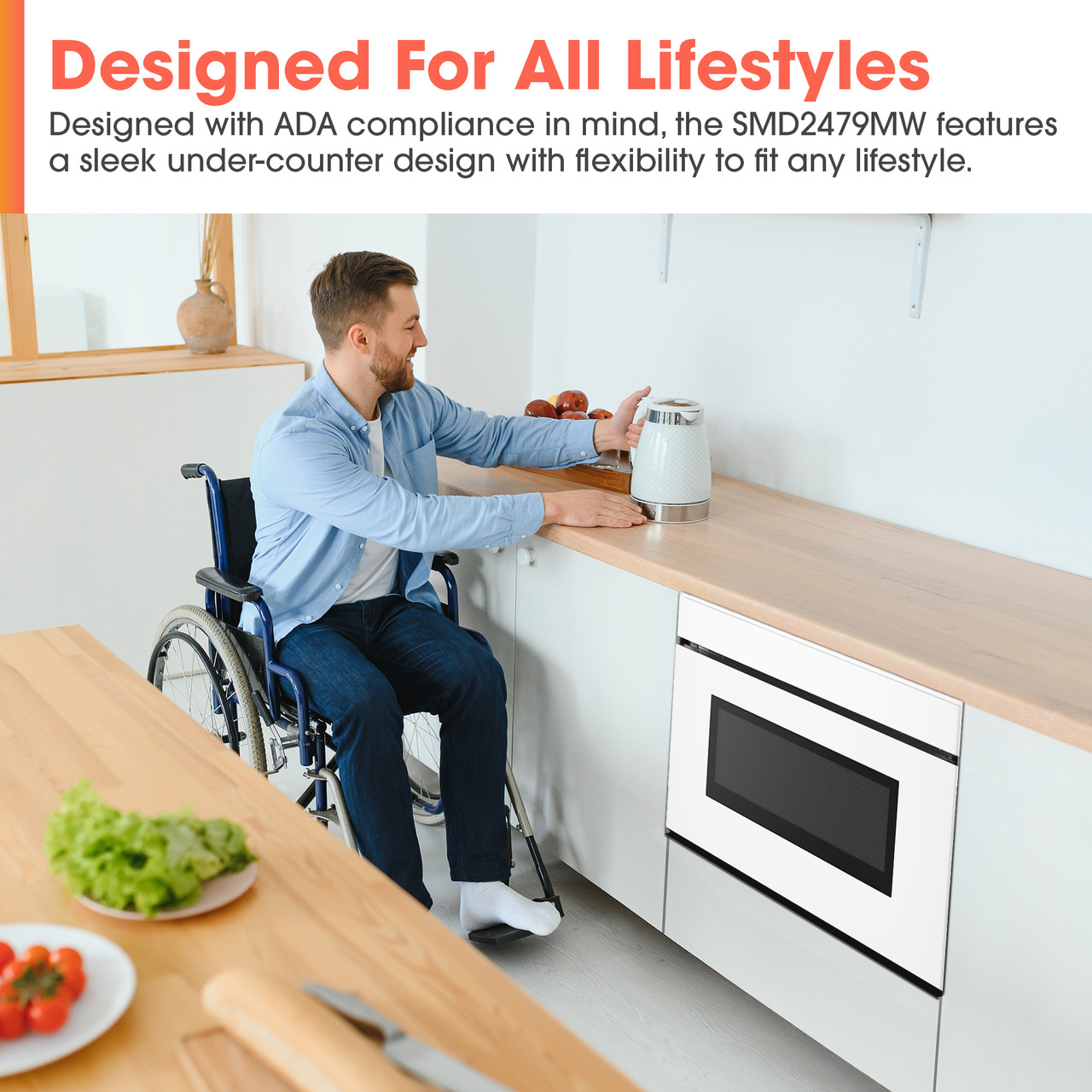 24 in. Smart Microwave Drawer Oven (SMD2479MW) ADA Compliant Infographic