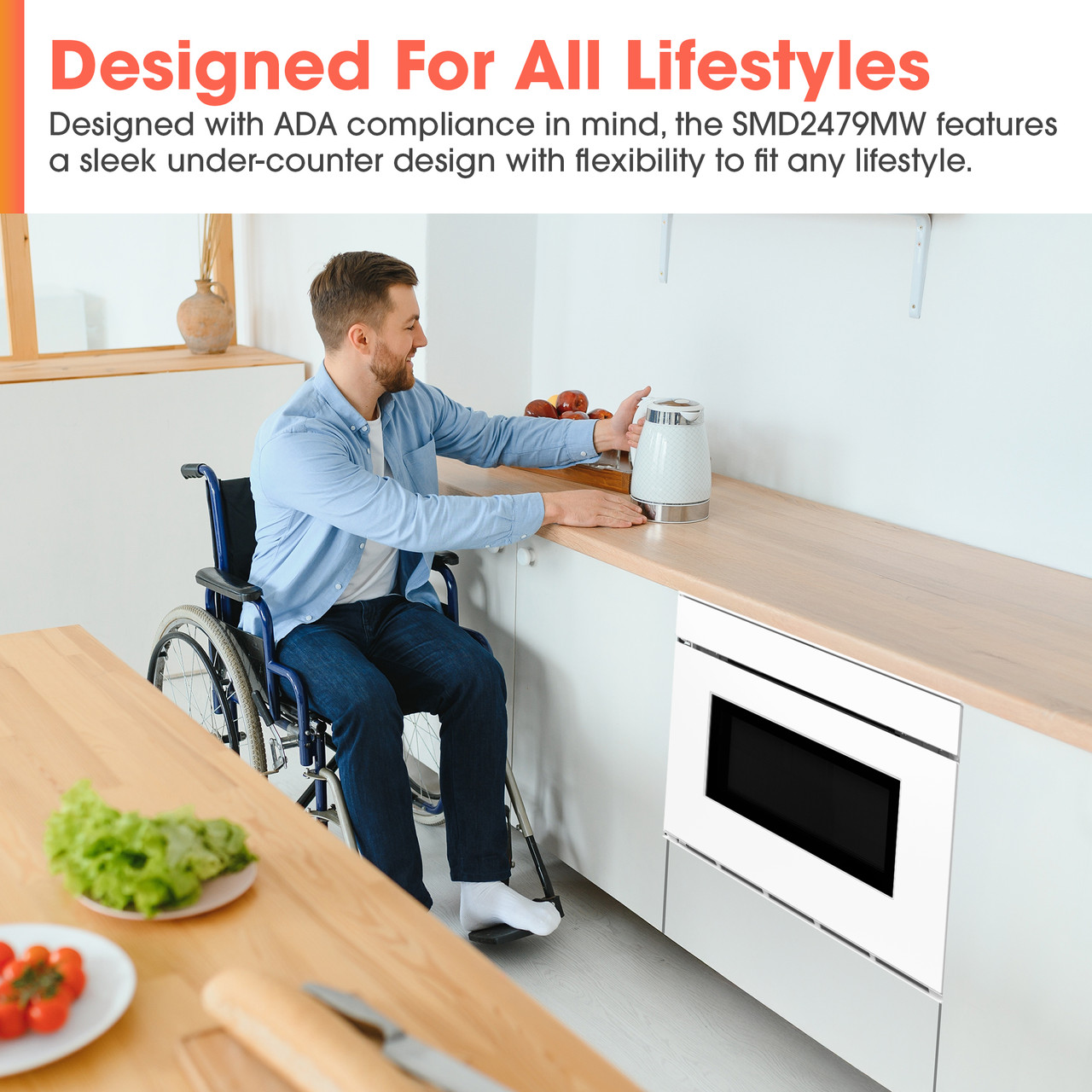24 in. Smart Microwave Drawer Oven (SMD2479MW) ADA Compliant Infographic
