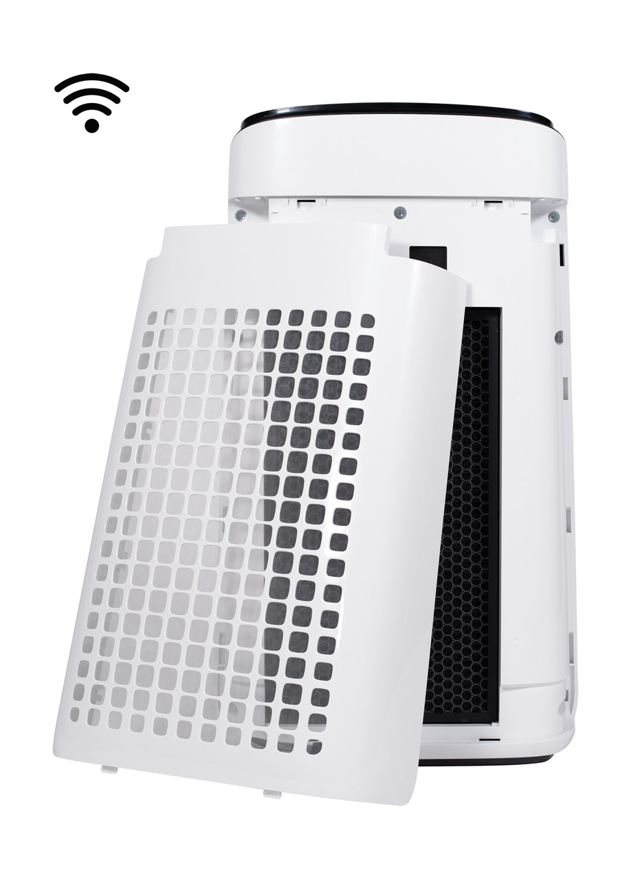 Sharp Smart Plasmacluster® Ion True HEPA Large Room Air Purifier (FXJ80UW) – Back View of Three-Stage Filter System