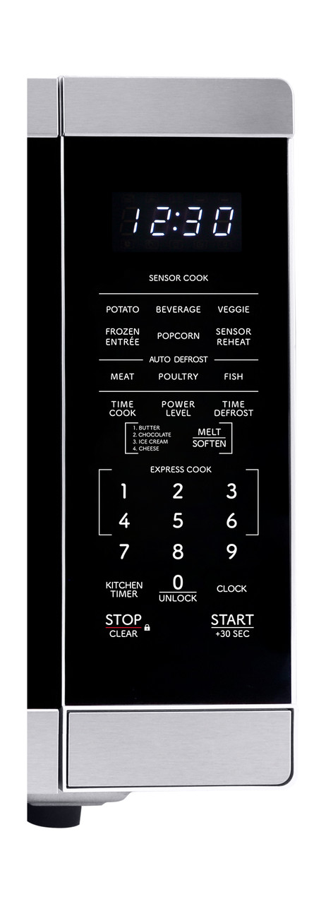 Sharp 1.4 cu. ft. 1100W Stainless Steel Countertop Microwave Oven with Inverter Technology (SMC1464KS) control panel