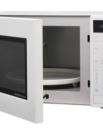 Sharp 1.5 cu. ft. 900W White Countertop Microwave Oven (SMC1585KW) left angle open
