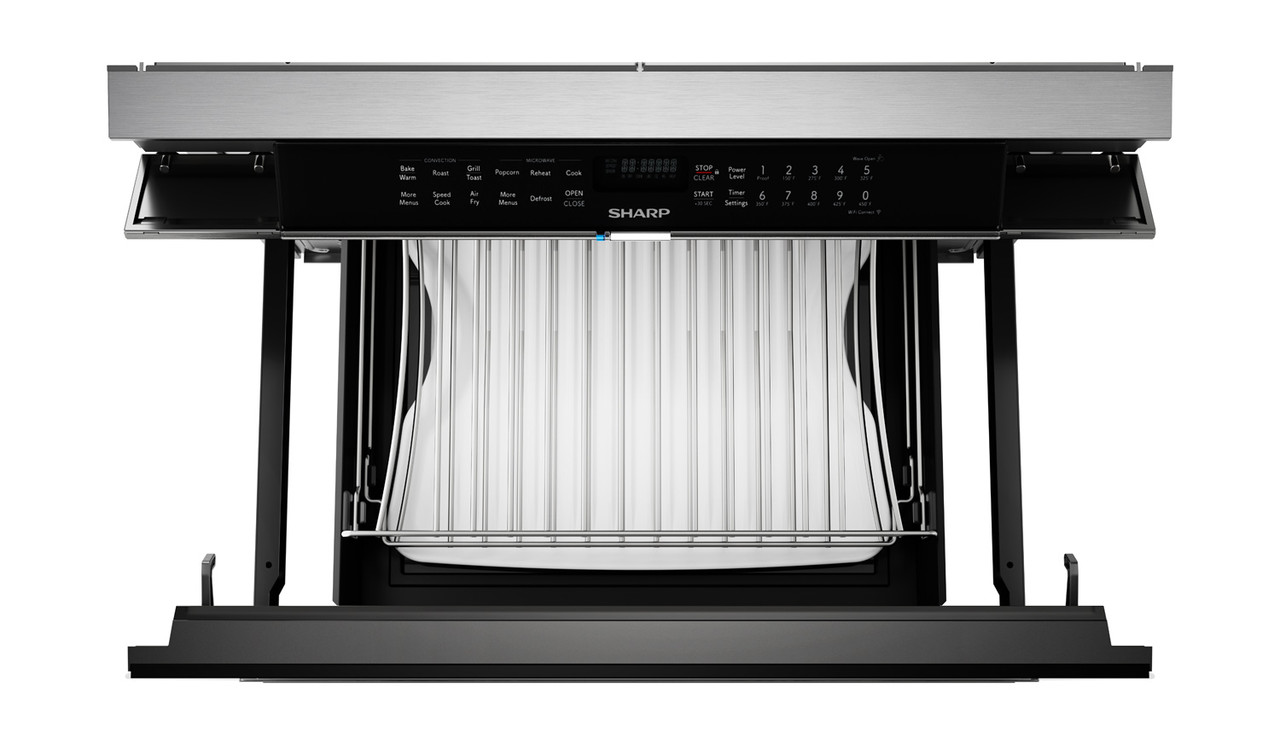 24" Built-In Smart Convection Microwave Drawer Oven (SMD2499FS) - overhead view with open drawer