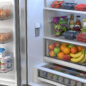 26.5 cu.ft. Counter Depth 36 in. French 3-Door Refrigerator with Internal Water Dispenser in Stainless Steel (SJF2752MS) Water Dispenser with Food