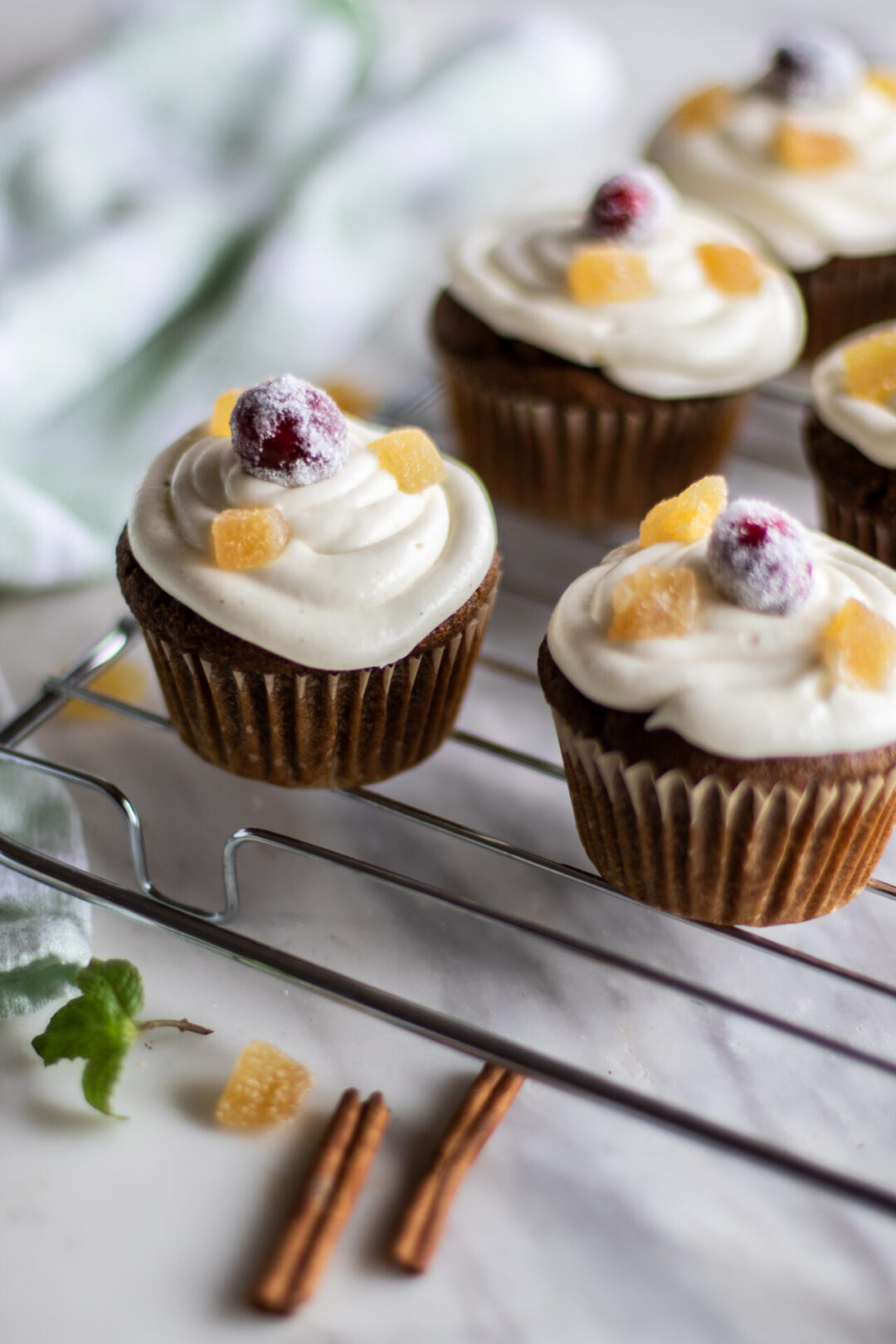 Sunkissed Kitchen's gluten-free gingerbread cupcakes with cream cheese frosting
