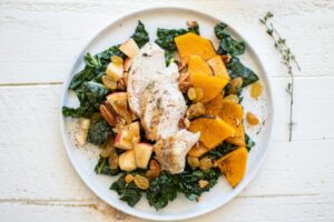 Autumn Chicken and Kale Salad on a plate