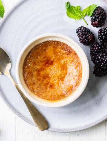 Sunkissed Kitchen Creme Brûlée with berries on a plate