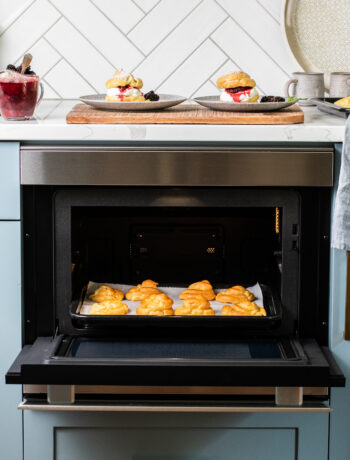 Cream puffs cooking in Sharp Superheated Steam Oven
