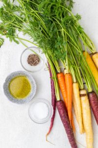 Ingredients for roasted rainbow carrots