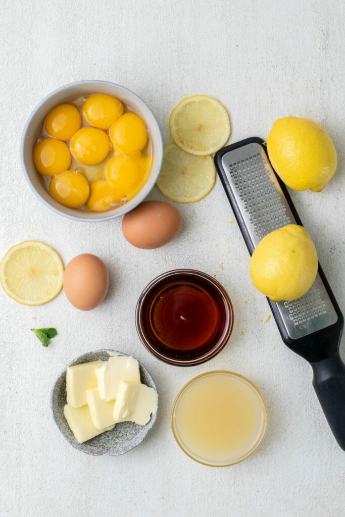 Ingredients for lemon curd for lemon bars