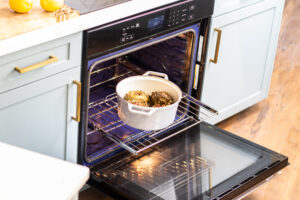 stuffed artichokes cooking in Sharp Convection Wall Oven