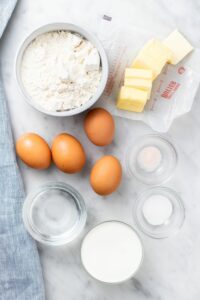 Ingredients for cream puff pastry