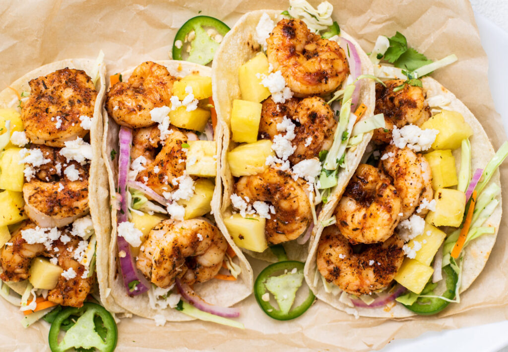 Shrimp tacos with pineapple