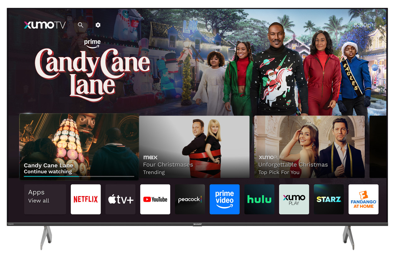 Sharp AQUOS QLED 50” Class (49.5” Diag.) 4K Ultra HD Smart TV (4T-C65HP7050U) Head On Turned On