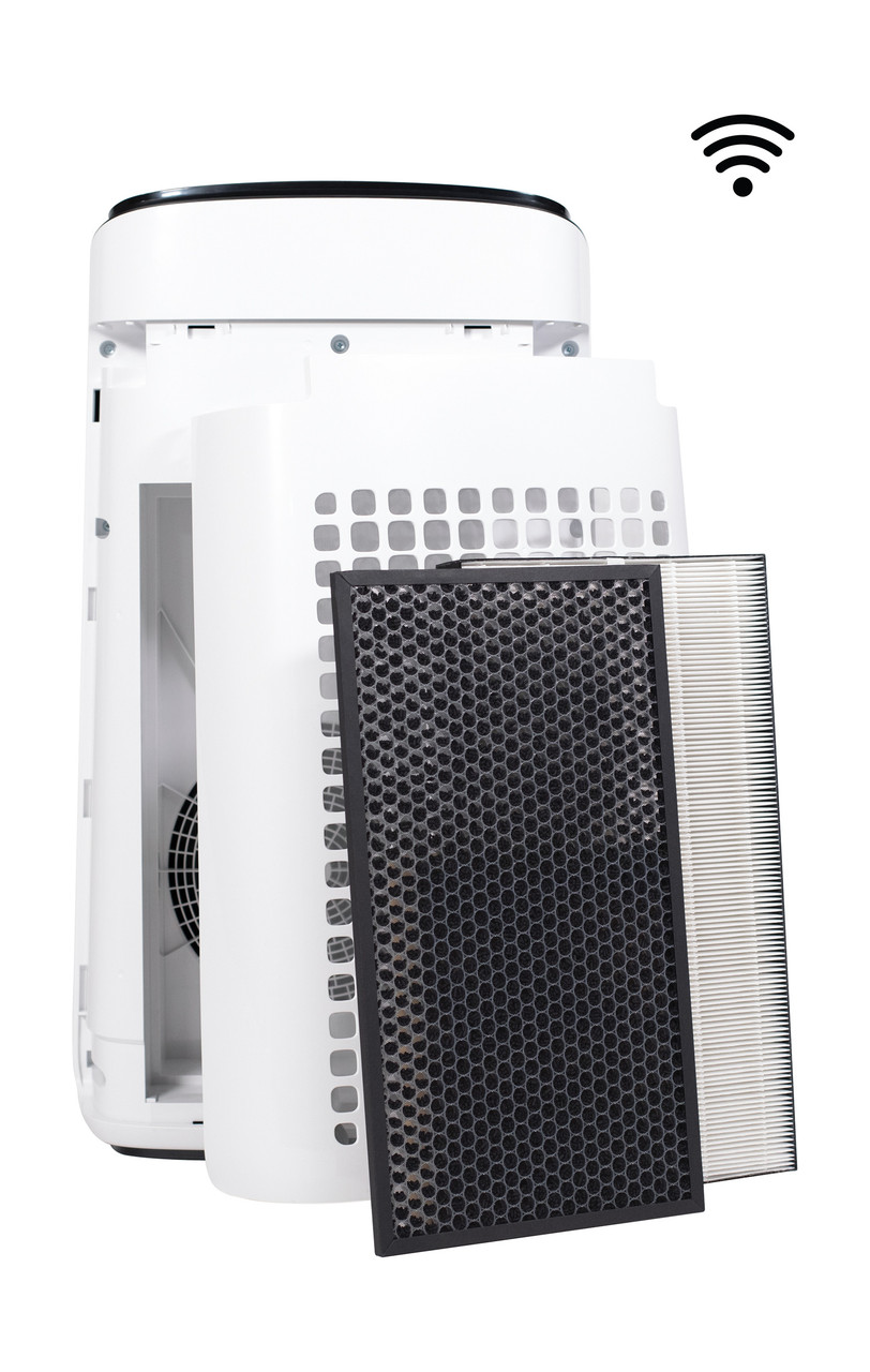 Sharp Smart Plasmacluster® Ion True HEPA Large Room Air Purifier (FXJ80UW) – back view with open filter