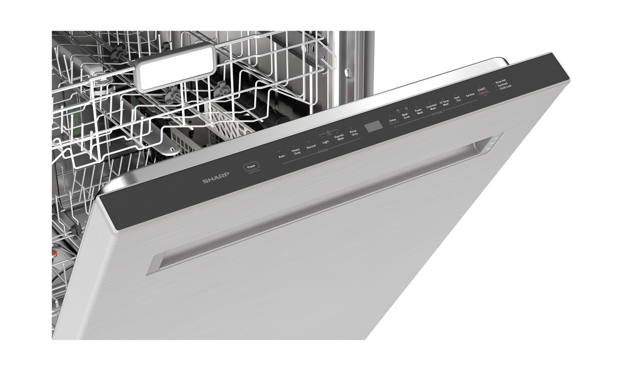 Sharp 24 in. Slide-In Stainless Steel Pocket Dishwasher (SDW6747GS) - Control Panel