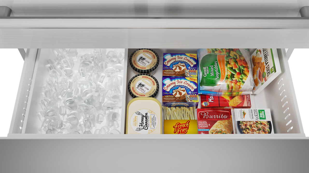 French 4-Door Counter-Depth Refrigerator with Water Dispenser (SJG2254FS) Freezer Filled