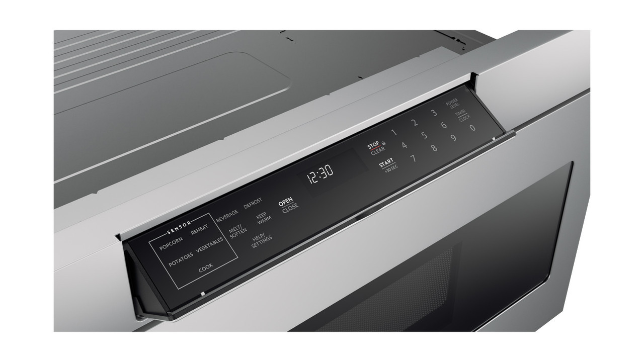 30 in. 1.2 cu. ft. 950W Sharp Stainless Steel Microwave Drawer Oven (SMD3070ASY) control panel