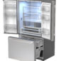 26.5 cu.ft. Counter Depth 36 in. French 3-Door Refrigerator with Internal Water Dispenser in Stainless Steel (SJF2752MS) 3-Quarter Left Opened