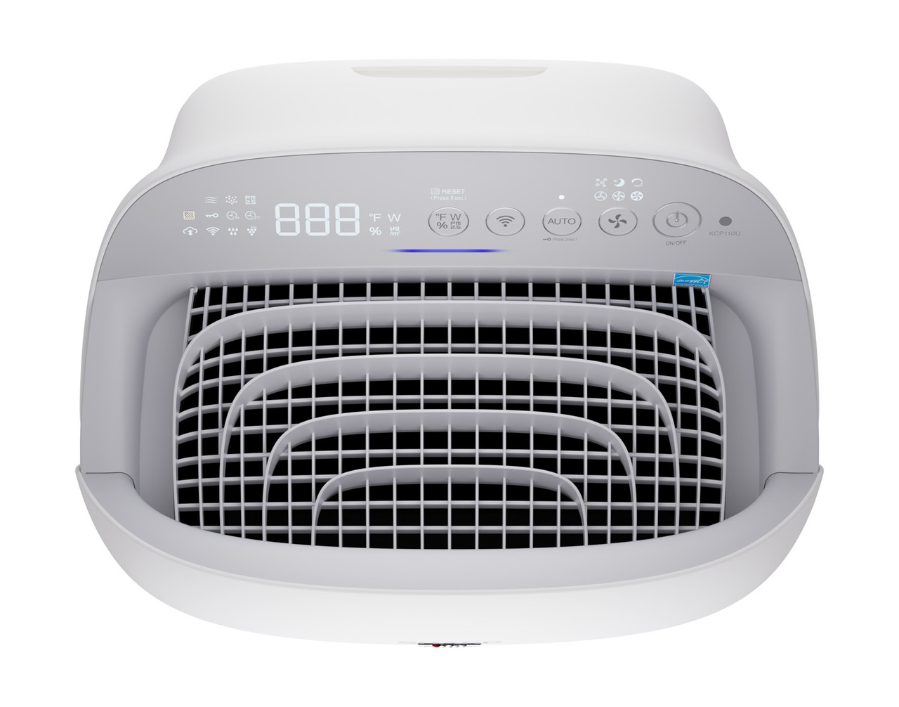 Sharp Plasmacluster Ion Air Purifier with True HEPA + Humidifier (KCP110UW) top view