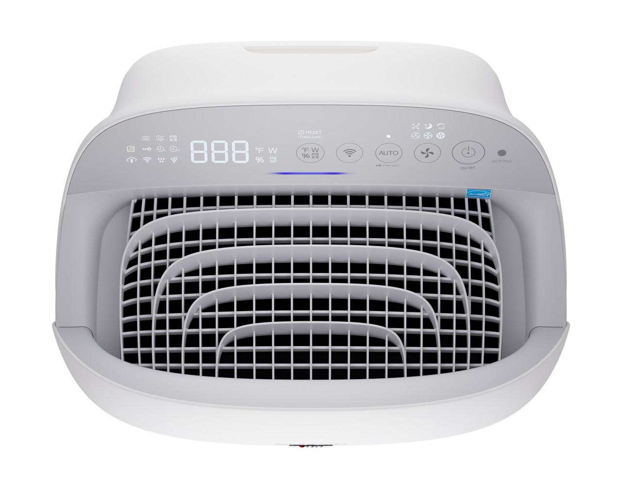 Sharp Plasmacluster Ion Air Purifier with True HEPA + Humidifier (KCP70UW) Top view